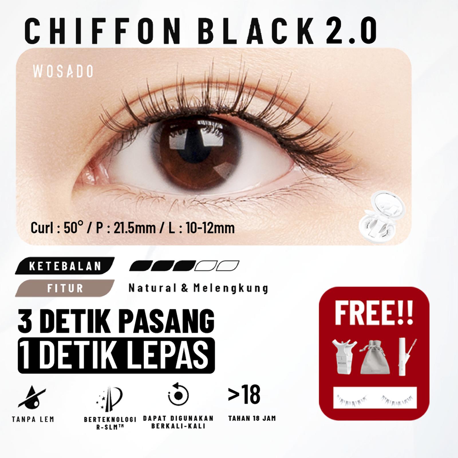 WOSADO CHIFFON BLACK - 9 kumpulan bulu halus, berbentuk kipas.